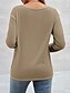abordables T-shirt uni-Blouse femme couleur unie élégante décontractée col rond à manches longues tops réguliers quotidiens patchwork noir rose vin kaki bleu clair automne préautomne