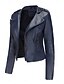 economico Giacche in finta pelle-Per donna Giacca in Ecopelle Confortevole Tasca Cerniera completa Moda Stile da Strada Semplice All&#039;aperto Casual Quotidiano Corto Collo ripiegato Vestibilità regolare Manica Lunga Capispalla Nero