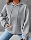 baratos Moletons e Sweatshirts Texturizados-Mulheres Pulôver Moletom Com Capuz Tecido Roupa de rua Casual Manga Longa Com Capuz Tops regulares Feriado Para Noite Bolsos Preto Branco Cinzento Outono Inverno