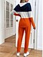 voordelige Dames trainingspakken-Dames Actief Dagelijks Trui met capuchon Trainingspak Broeken Sets Lange mouw Capuchon Grafisch Geometrisch Verloop Trekkoord Afdrukken Buiten Casual Oranje Lente Normale pasvorm