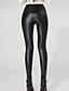 preiswerte Fleece gefütterte Leggings-Damen Fleecehose Lederhosen Leggings Mode Volle Länge Natürliche Taille Einfach Elastischer Bund Bequem Outdoor Straße Schwarz Winter Normale Passform