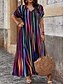 ieftine Rochii cu dungi și geometrice-Pentru femei Rochie Maxi Rochie A line Casual În aer liber Plajă Potrivire Largă Dunga Manșon scurt În V Roz Îmbujorat Roșu-aprins Albastru piscină Mov Vară Primăvară