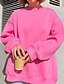 billige Teksturert hettegensere og sweatshirt-Dame Genser med genser Gensere عادي Gatemote Fritid Langermet Crew-hals Vanlige topper Gate Ferie Ut på byen Svart Rosa Brun Høst Vinter