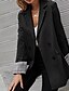 cheap Blazers &amp; Suits-Women&#039;s Blazer Comfortable Breathable Buttons Fashion Modern Plain Work Daily Regular Turndown Regular Fit Long Sleeve Outerwear Black Burgundy Navy Blue Fall Winter