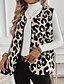 billige Grafikbutik Tanktoppe &amp; Camis-Dame Fleece vest Vest Hold Varm Bekvem Knapper Fleecelinet Mode Moderne Afslappet Leopard I-byen-tøj Weekend Enradet Normal V-hals Regulær Uden ærmer Overtøj Abrikos Vinter