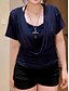 お買い得  女性用のプレーントップス-女性用 レースシャツ 純色 スタイリッシュ 近代の 半袖 ホルターネック レギュラートップス 日常 祝日 レース パッチワーク ブラック ネイビーブルー パープル 夏