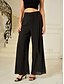 cheap Wide Leg &amp; High Waisted-Women&#039;s Culottes Wide Leg Pants Trousers Elegant Full Length Medium Waist Plain Elastic Waist Micro-elastic Formal Office Dailywear Black Summer Spring Fall Loose Fit