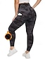 abordables Leggings y mallas de yoga-Mujer Leggings capri de vellón Mallas Leggings de Yoga Con bolsillos Templado Control de barriga Alta cintura Gimnasio Rutina de ejercicio De Deporte Prendas de abajo Tie-dye Negro Blanco Borgoña