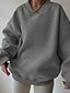 abordables Sudaderas y Sudaderas con Capucha Texturizadas-Mujer Sudadera Sudaderas Plano Ropa de calle Casual Manga Larga Escote en Pico Tops regulares Calle Festivos Noche Retazos Negro Marrón Beige Gris Otoño Invierno