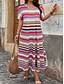 ieftine Rochii cu dungi și geometrice-Pentru femei Rochie Maxi Rochie A line Casual În aer liber Plajă Potrivire Largă Dunga Manșon scurt În V Roz Îmbujorat Roșu-aprins Albastru piscină Mov Vară Primăvară