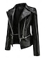 abordables Vestes en simili cuir-Femmes Veste en Similicuir Confortable Fermeture intégrale Mode street style Uni Extérieur Décontracté Quotidien Régulier Col Rabattu Coupe régulière manche longue Vêtements d&#039;extérieur Noir Rouge