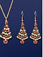 baratos Colar Feminino-Conjunto de joias femininas para árvore de Natal com colar com pingente de esmalte festivo e brincos pendentes - acessórios para festas de fim de ano para celebrações de Natal e presentes