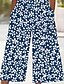 abordables combinaison de vacances-Femmes Normal Combinaison Streetwear Fleuri Manche Courte Jambe large Col en V Avec Poches Imprimé Rue Quotidien Coupe régulière Bleu Été