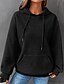baratos Moletons e Sweatshirts Texturizados-Mulheres Pulôver Moletom Com Capuz Tecido Roupa de rua Casual Manga Longa Com Capuz Tops regulares Feriado Para Noite Bolsos Preto Branco Cinzento Outono Inverno