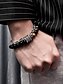 baratos Jóias Masculinas-Pulseira masculina de corrente com contas de pedra natural – pulseira ajustável de dois fios com fecho de alavanca para moda casual, urbana e de festa