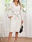 abordables Manteaux d&#039;Hiver-Femmes Manteau Confortable Boutons Mode street style Uni Extérieur Décontracté Quotidien Long Col Rabattu Coupe régulière manche longue Vêtements d&#039;extérieur Noir bleu marine Beige Automne Hiver