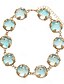 baratos Colar Feminino-gargantilha vintage banhada a ouro feminina com pulseira de cristal azul e brincos pendentes combinando - joia elegante para festas, coquetéis e eventos noturnos