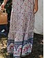 billige Grafiske skjørt-Dame الالتفاف A-linje Bohem Fritid Maksi Høy Midje Skjørt Blomstret Trykt mønster Mikroelastisk Gate Daglig Rød Aprikos Sommer Polyester Rayon