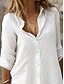 cheap Design Cotton &amp; Linen Dresses-Women&#039;s Black White Blue Summer Spring Mini Dress Cotton Linen Dresses Shirt Dress White Cotton Dress Vacation Basic Modern Daily Weekend Loose Fit Plain Shirt Collar