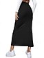 billige Ensfarvede nederdele-Dame Skjørte Afslappet Maxi Alm. taljede Nederdele Vanlig Spaltede spidser Mikroelastisk Ferierejse Gade Sort Rød Lysebrun Brun Sommer Polyester
