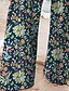 preiswerte weites Bein und hohe Taille-Damen Weites Bein Hosen Hose Palazzo-Hose Mode Boho Volle Länge Hohe Taille Blume Elastischer Bund Kordelzug Druck Atmungsaktivität Bequem Straße Alltagskleidung Ausgehen Dunkelblau Frühling Herbst