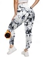 abordables Leggings y mallas de yoga-Mujer Leggings capri de vellón Mallas Leggings de Yoga Con bolsillos Templado Control de barriga Alta cintura Gimnasio Rutina de ejercicio De Deporte Prendas de abajo Tie-dye Negro Blanco Borgoña
