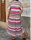 ieftine Rochii cu dungi și geometrice-Pentru femei Rochie Maxi Rochie A line Casual În aer liber Plajă Potrivire Largă Dunga Manșon scurt În V Roz Îmbujorat Roșu-aprins Albastru piscină Mov Vară Primăvară