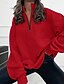 abordables Tops Sencillos-Mujer Sudaderas Sudaderas con cremallera Plano Ropa de calle Casual Confortable Manga Larga Cuello Alto Tops regulares Calle Festivos Noche Media cremallera Cremallera de un cuarto Cremallera de un