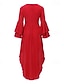 preiswerte Western Boho Kleid-Damen Minikleid Boho-Kleid Westernkleid Mode Klassisch Modern Outdoor Ferien Ausgehen Normale Passform Einfach Langarm V Ausschnitt Rote Sommer