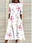 abordables Robe Fleurie-Femmes Robe Midi Robe T-Shirt Robe trapèze Robe d&#039;été Vacances Occasionnel Chaussures de plage Date Robe d&#039;Été Coupe régulière Fleuri Graphique Manche Courte Col ras du cou Blanche Rose Claire Bleu
