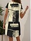 abordables Robes Rayés et Géométriques-Femmes Mini Robe Robe Tricot Robe Décontractée Robe T-Shirt Robe d&#039;Été Vacances Occasionnel Coupe régulière Graphique Géométrique Abstrait Manche Courte Col en V Noir et Blanc Champagne Rouge Bleu