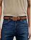 billige Belter for menn-Herrebelte i vintage-imitert skinn – stilig perforert design med børstet metallspenne – perfekt for hverdagsbruk og jeans, justerbar 104 cm