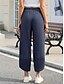 abordables Pantalón liso de lino y algodón-Mujer Pantalones de lino y algodón Chinos Moda Básico Longitud total Alta cintura Plano Bolsillo Correa Comodidad Al Aire Libre Microelástico Vacaciones Calle Diario Ejército verde Negro Azul Piscina