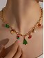 abordables Collar de mujer-Conjunto de joyas navideñas para mujer: collar, pulsera y pendientes de cadena dorada con colgantes de árbol festivo, Papá Noel y medias, divertidos accesorios navideños para atuendos de fiesta