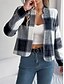 abordables Manteaux 3D-Femmes Veste Décontractée Confortable Respirant Imprimé Occasionnel Plaid Vacances Rue Tenue quotidienne Sortir Ouvert devant Court Col montant Coupe régulière manche longue Vêtements d&#039;extérieur
