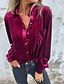 abordables Blusas y camisas de mujer-Mujer Camisa Plano Elegante Moderno Manga Larga Cuello Camisero Tops regulares Trabajo Diario Noche Botones Verde Ejército Morado Marrón Rosa Brillante Primavera Otoño