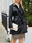 abordables Manteaux d&#039;Hiver-Femmes Manteau Coupe-vent Confortable Avec Poches Fermeture intégrale Mode street style Uni Extérieur Décontracté Quotidien Long Col Rabattu Coupe régulière manche longue Vêtements d&#039;extérieur Noir