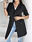 abordables Manteaux Trench-Femmes Veste Décontractée Confortable Respirant Avec Poches Mode Occasionnel Uni Vacances Rue Occasionnel Tenue quotidienne Ouvert devant Régulier Col Rabattu Coupe régulière manche longue Vêtements