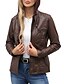 abordables Chaquetas de cuero sintético-Mujer Chaqueta de cuero sintético Cómodo Bolsillo Full Zip Moda Estilo callejero Plano Exterior Casual Diario Regular Con Capucha Ajuste regular Manga Larga Ropa de calle Negro Blanco Rojo Primavera