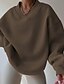 abordables Sudaderas y Sudaderas con Capucha Texturizadas-Mujer Sudadera Sudaderas Plano Ropa de calle Casual Manga Larga Escote en Pico Tops regulares Calle Festivos Noche Retazos Negro Marrón Beige Gris Otoño Invierno