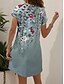 abordables Vestidos florales-Mujer Mini vestido Vestido informal Vestido estilo camiseta Vestido de verano Vestido de una línea Vacaciones Casual Boho Playa Ajuste regular Ombre Floral Graphic Manga Corta Escote en Pico En