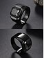 abordables Bijoux pour hommes-Bague homme en alliage noir avec pierre précieuse noire carrée – bague tendance pour un style décontracté ou de soirée