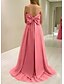 abordables Robes Longues &amp; Gowns-Ligne A Robes pour invités de mariage Élégant Robe de soirée robe demoiselle d honneur Fiançailles Longueur au sol Sans manches Sans bretelles Tulle avec Noeud(s) Plis Froncé 2025