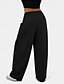 abordables jambe large et taille haute-Femmes Jambe large Slacks Streetwear Occasionnel Longueur complète Naturel Uni Avec Poches Conception à cordon élastique Confortable Rue Fête Rouge bordeaux Noir Vert Véronèse Marron clair Automne
