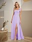 economico Abiti da damigella-Abito da damigella a trapezio, scollo quadrato, senza maniche, schiena scoperta, lunghezza pavimento, in chiffon con fiocco/i