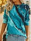 abordables T-shirt Art &amp; Design-Femmes T-shirt A Ombre Graphique Géométrique Basique manche longue Col rond Hauts Réguliers Quotidien Sports Sortir Imprimé Jaune bleu marine Bleu Bleu Ciel Violet Été Printemps Automne Hiver