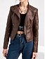 voordelige Imitatieleren jassen-Dames Jas van imitatieleer Winddicht Comfortabel Zak Volledige ritssluiting Modieus Buiten Effen Straat Casual / Dagelijks Normaal Strijkijzer Normale pasvorm Lange mouw bovenkleding Diep Paars Zwart