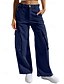 baratos calças cargo femininas-Mulheres Calças Cargo Calças Roupa de rua Casual Comprimento total Natural Tecido Bolsos Confortável Ao ar livre Para Noite Cinzento Preto Branco Azul Outono Normal
