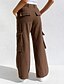 baratos calças cargo femininas-Mulheres Calças Cargo Calças Roupa de rua Casual Comprimento total Natural Tecido Bolsos Confortável Ao ar livre Para Noite Cinzento Preto Branco Azul Outono Normal