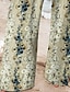 abordables Pantalons Graphiques-Femmes Jambe large Pantalons Pantalon palazzo Mode Boho Longueur complète Taille haute Fleur Cordon de serrage Taille Élastique Imprimé Respirabilité Confortable Rue Tenue quotidienne Sortir Kaki